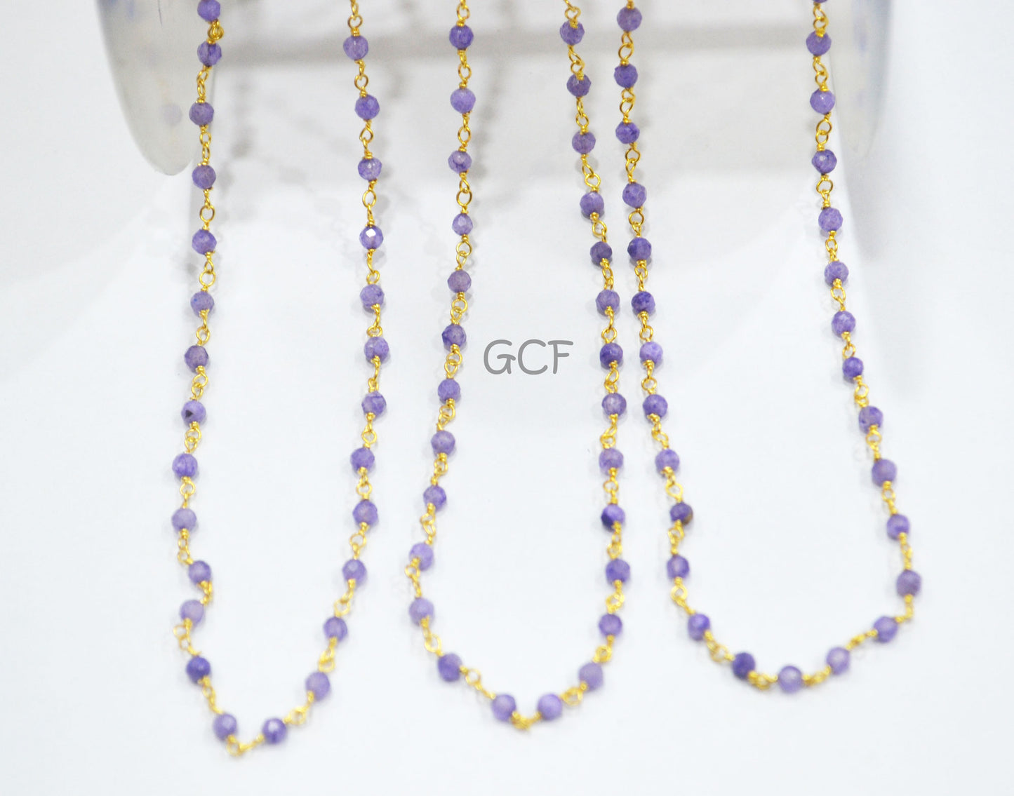 Purple Rainbow Moonstone Faceted Round Shape Rosary Chain , Mystic Coated Purple Moonstone Wire Wrapped Chain , 2 mm , 6924
