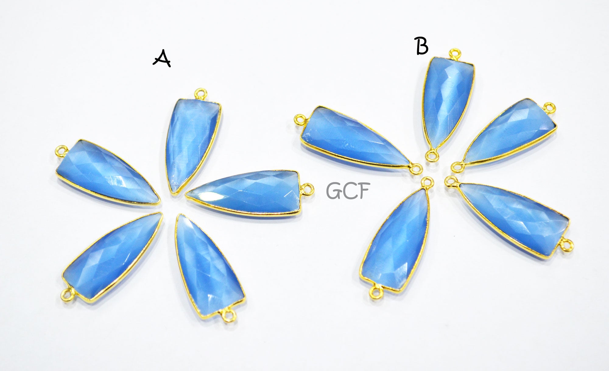 Corn Flower Blue Hydro Glass Faceted Connector , Corn Flower Blue Hydro Glass Arrowhead Shape Connector , Sold By Piece , 13x29 mm , RB-6946