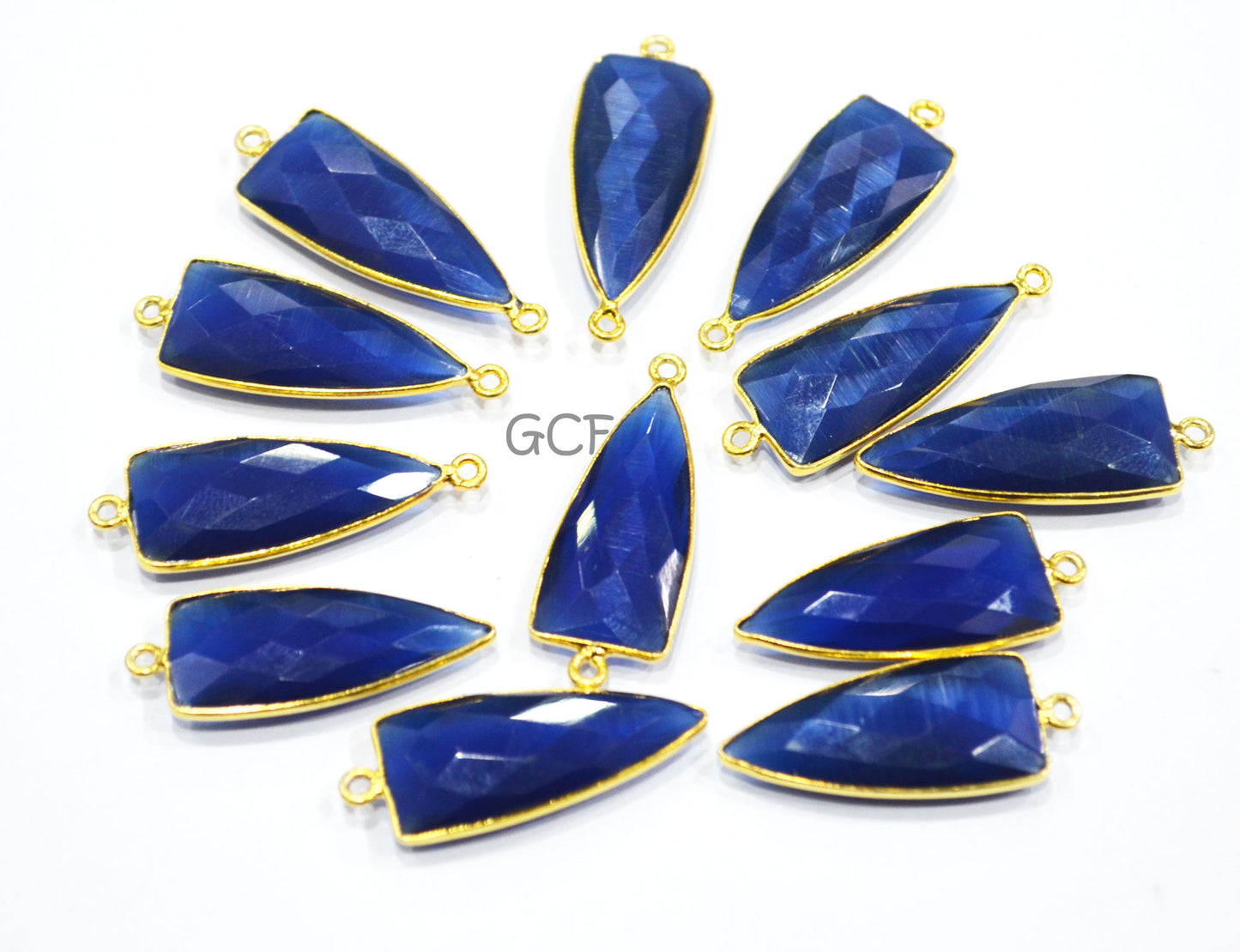 Sapphire Blue Hydro Glass Faceted Connector , Sapphire Blue Hydro Glass Arrowhead Shape Connector , Sold By Piece , 13x29 mm , RB-6947