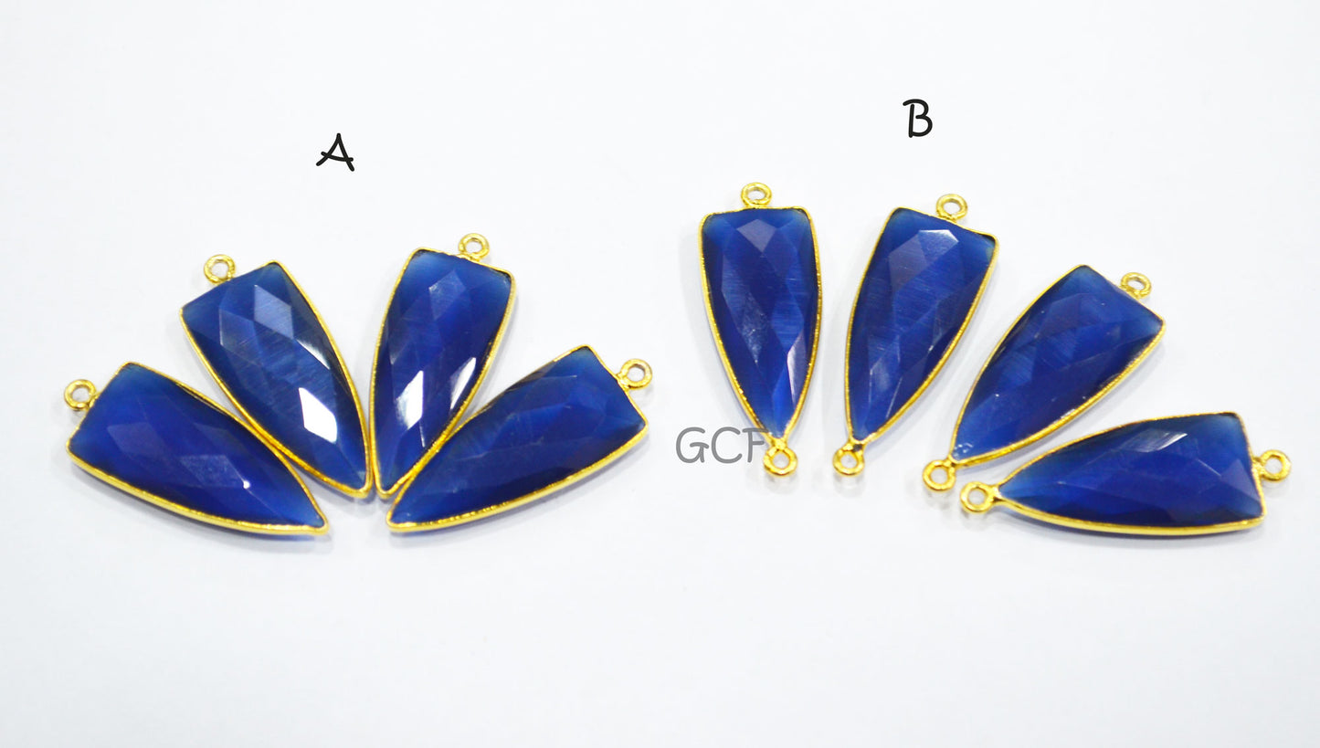 Sapphire Blue Hydro Glass Faceted Connector , Sapphire Blue Hydro Glass Arrowhead Shape Connector , Sold By Piece , 13x29 mm , RB-6947