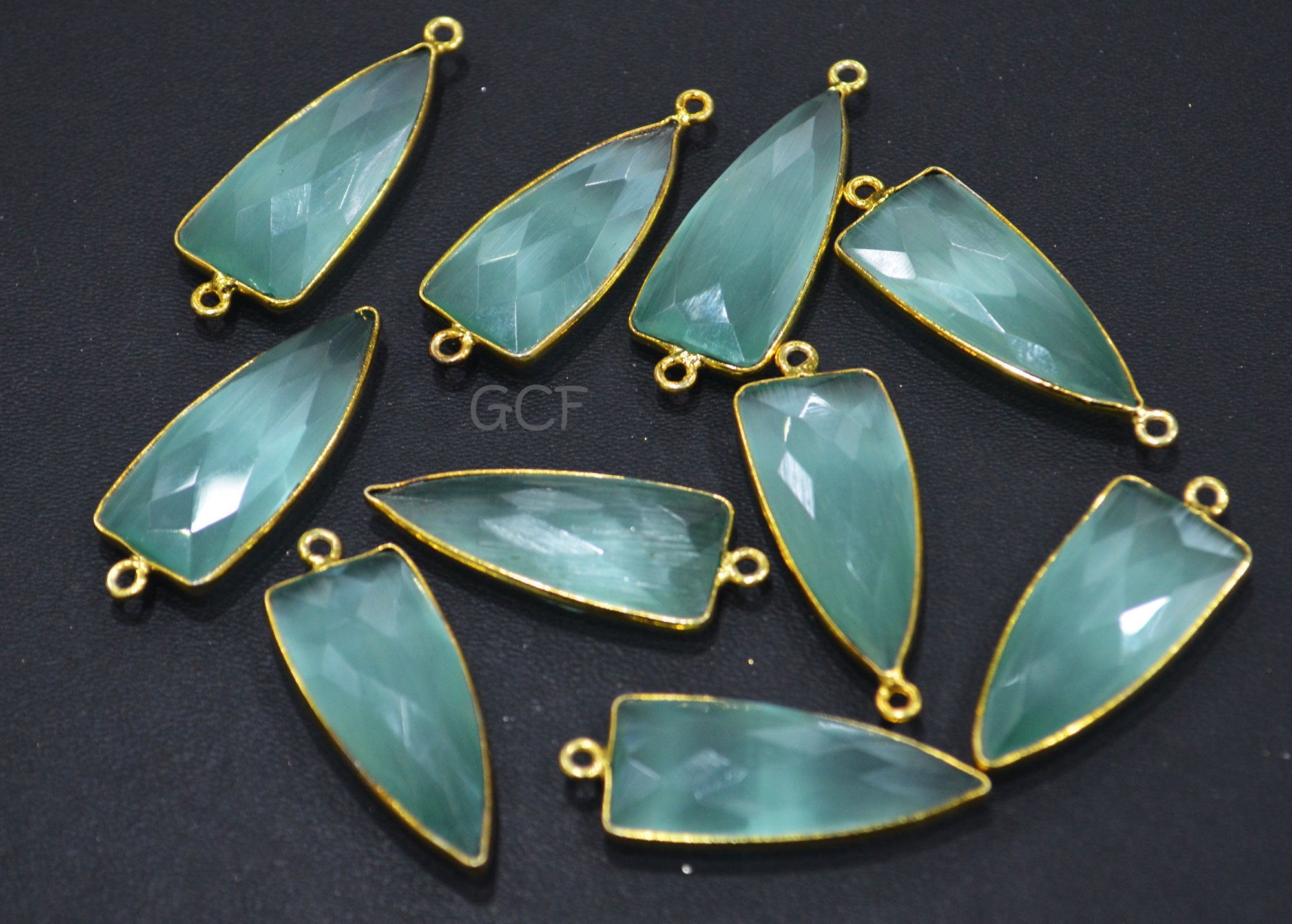 Light Sea Green Hydro Glass Faceted Connector , Light Sea Green Hydro Glass Arrowhead Shape Connector , Sold By Piece , 13x29 mm , RB-6950
