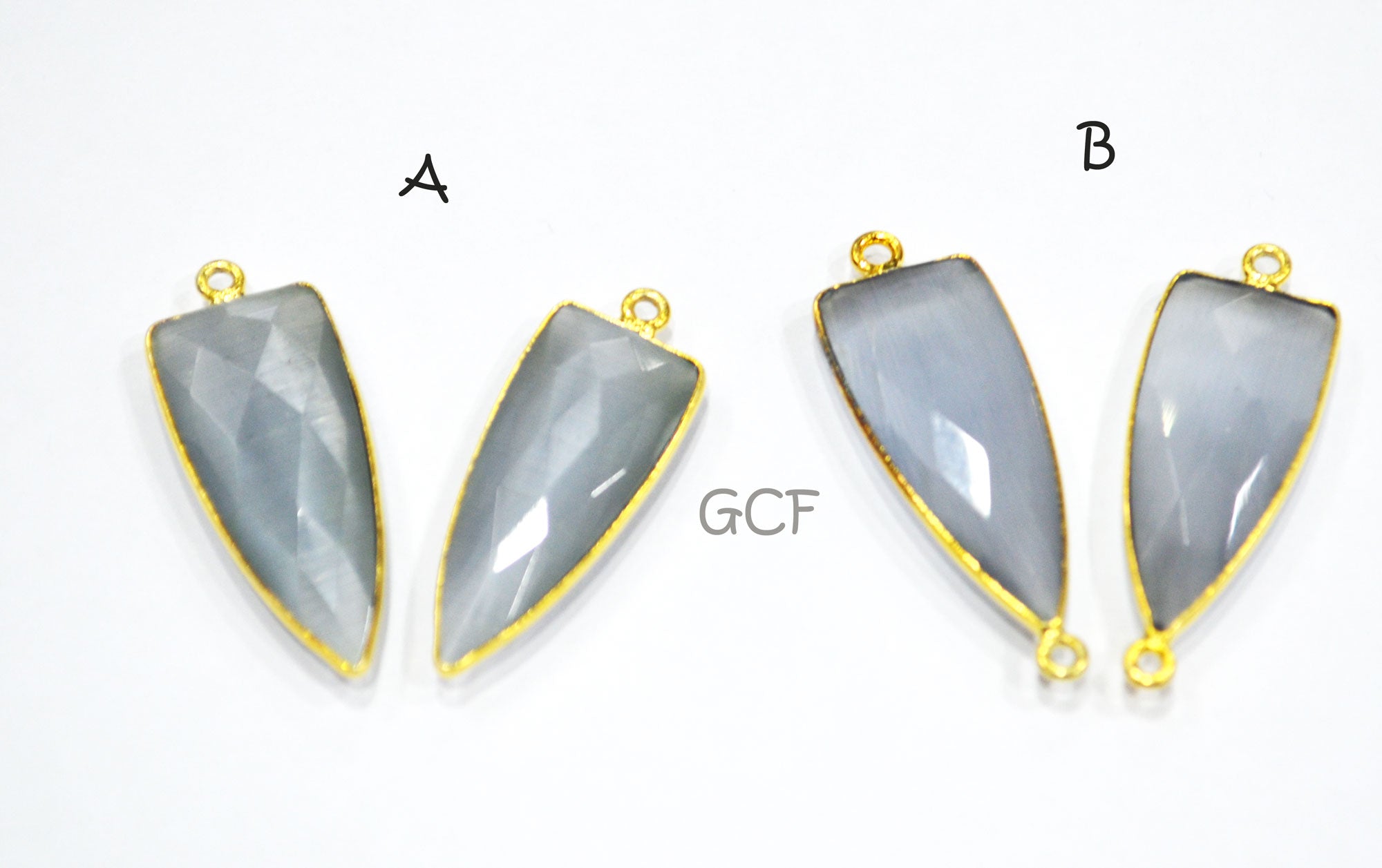 Gray Color Hydro Glass Faceted Connector , Gray Color Hydro Glass Arrowhead Shape Connector , Sold By Piece , 13x29 mm , RB-6956