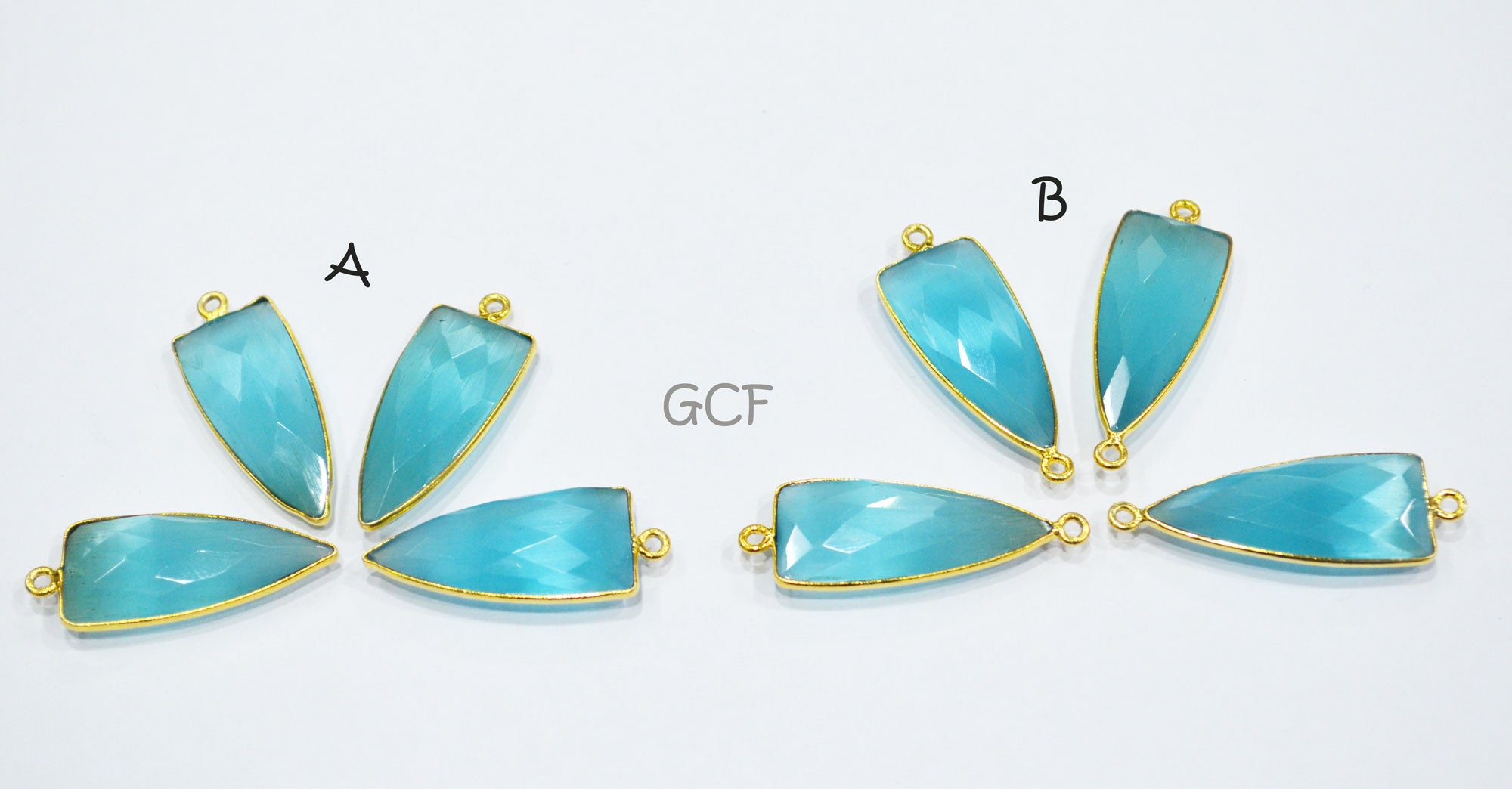 Sky Blue Color Hydro Glass Faceted Connector , Sky Blue Color Hydro Glass Arrowhead Shape Connector , Sold By Piece , 13x29 mm , RB-6960