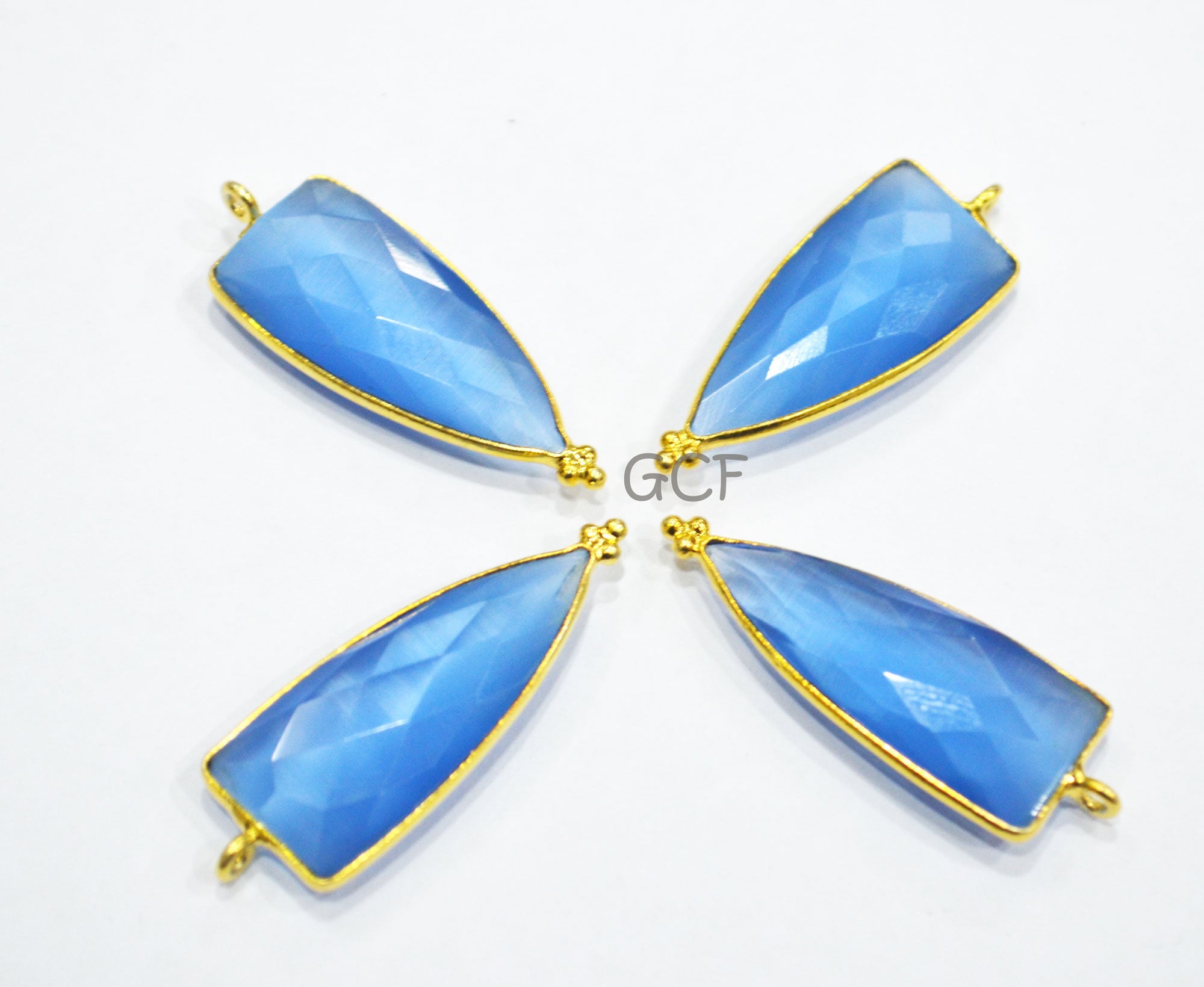 Corn Flower Blue Hydro Glass Faceted Connector , Corn Flower Blue Hydro Glass Arrowhead Shape Connector , Sold By Piece , 13x29 mm , RB-6971