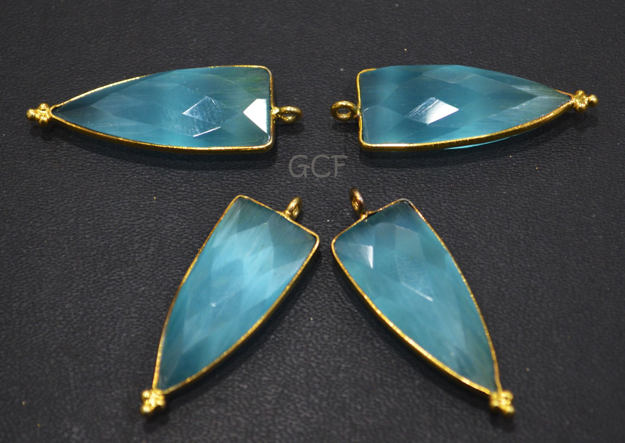 Sky Blue Color Hydro Glass Faceted Single Bail Connector , Sky Blue Hydro Glass Arrowhead Shape Connector ,Sold By Piece ,13x29 mm , RB-6975