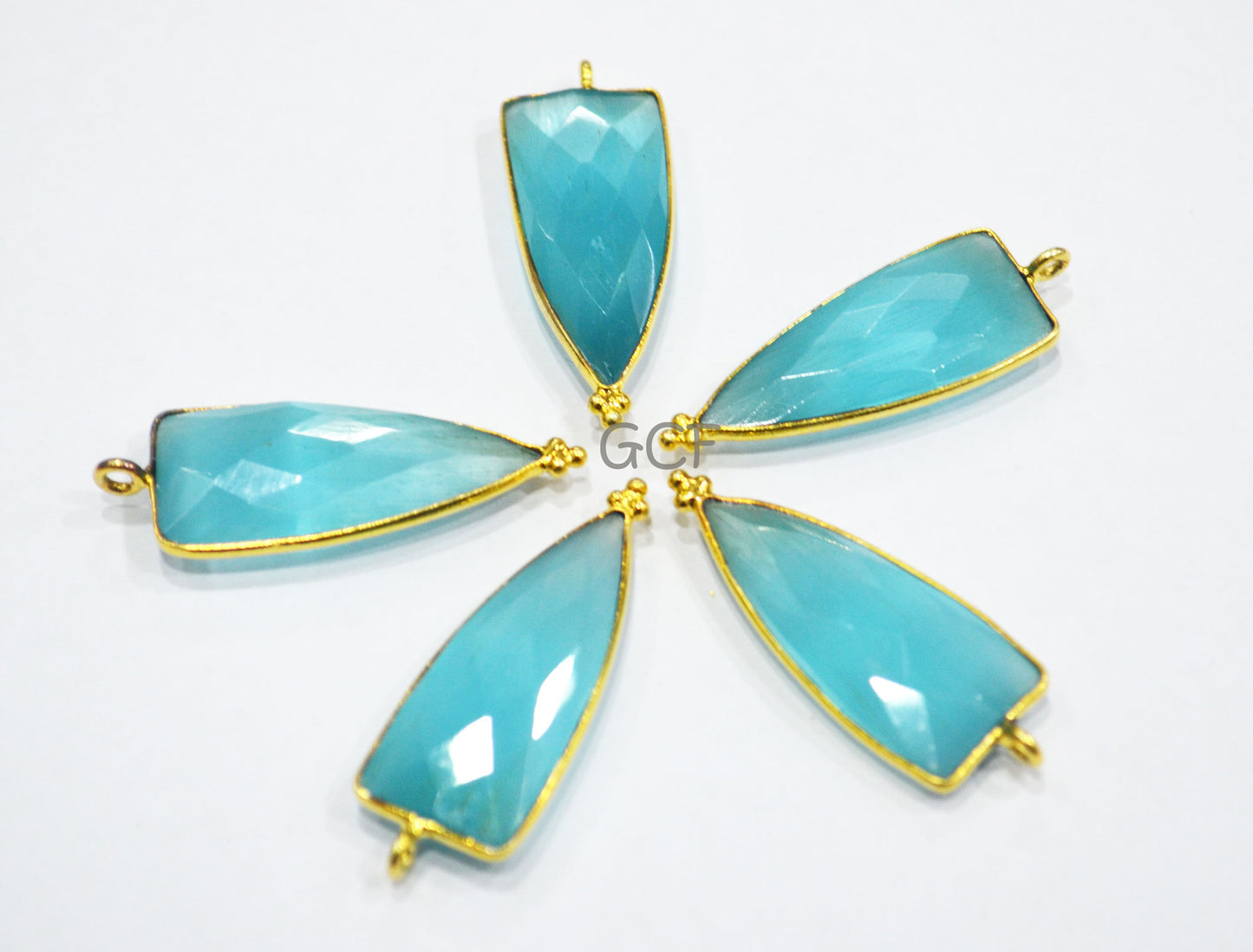 Sky Blue Color Hydro Glass Faceted Single Bail Connector , Sky Blue Hydro Glass Arrowhead Shape Connector ,Sold By Piece ,13x29 mm , RB-6975