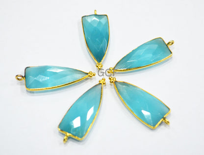 Sky Blue Color Hydro Glass Faceted Single Bail Connector , Sky Blue Hydro Glass Arrowhead Shape Connector ,Sold By Piece ,13x29 mm , RB-6975