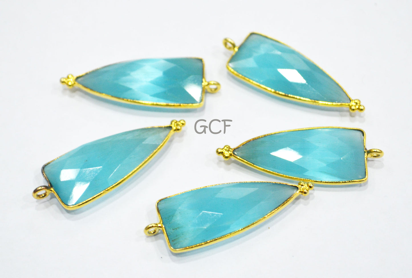 Sky Blue Color Hydro Glass Faceted Single Bail Connector , Sky Blue Hydro Glass Arrowhead Shape Connector ,Sold By Piece ,13x29 mm , RB-6975