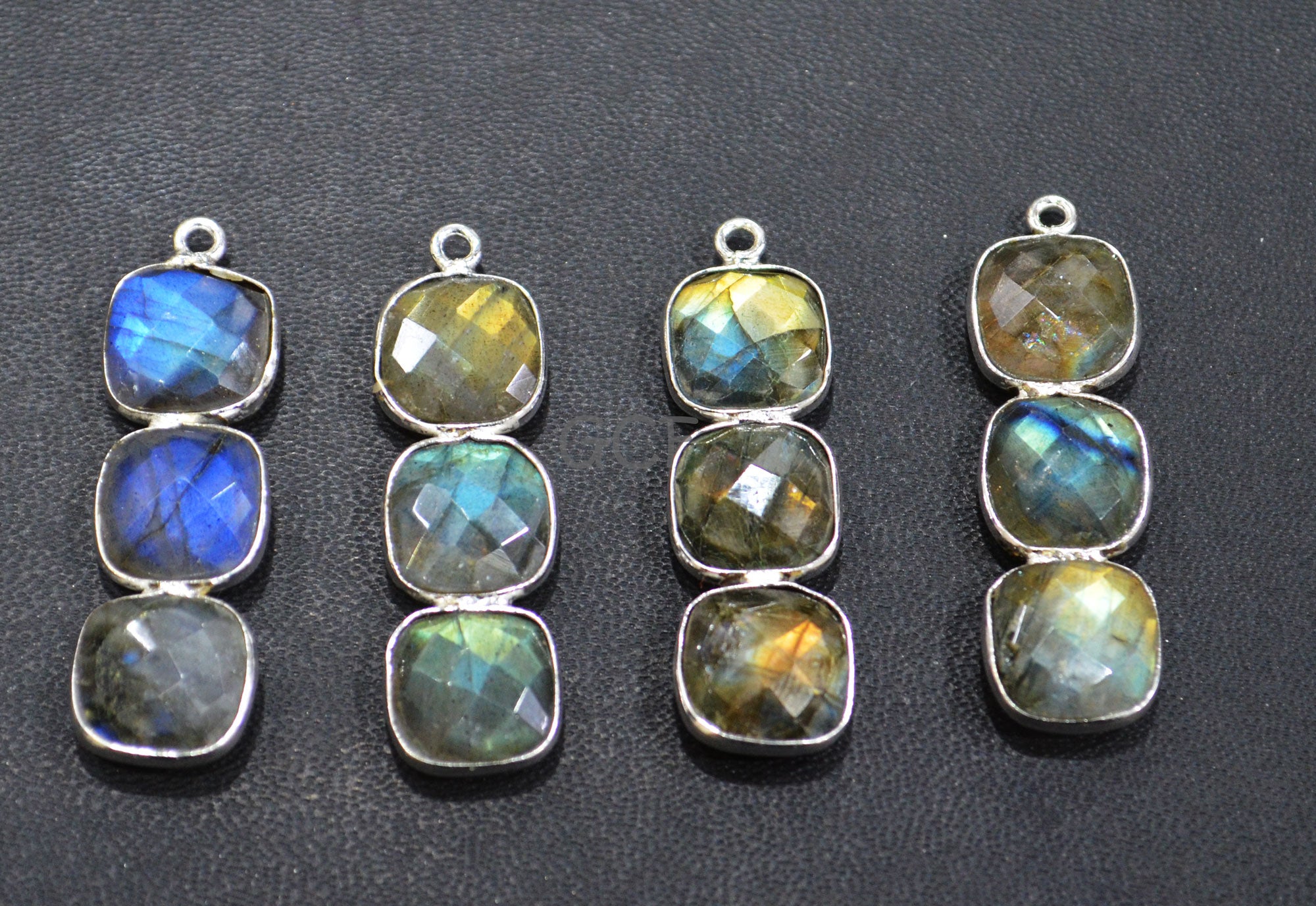 Labradorite Faceted Cushion Shape Connector , Labradorite Single Bail Bezel Bar Connector , Sold By Piece , 10x32 mm , RB-7053