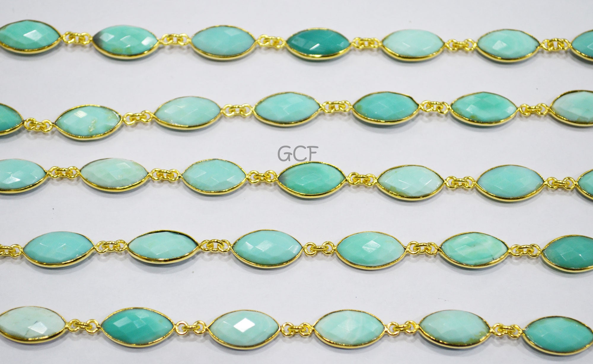Peru Chalcedony Faceted Marquise Shape Connector Chain , Peru Chalcedony Marquise Shape Bezel Link Chain , 8x15 mm , RB-7121