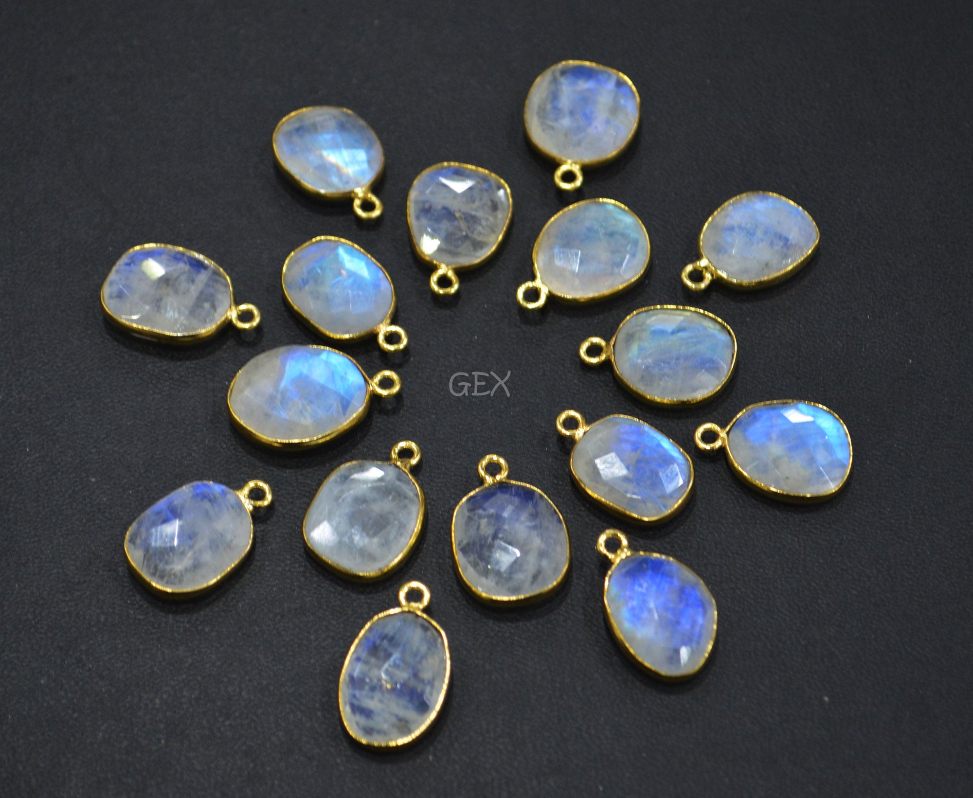 Rainbow Moonstone Faceted Free Form Shape Connector , Sold By Piece , 11x14 - 14x16 mm , RB-7123