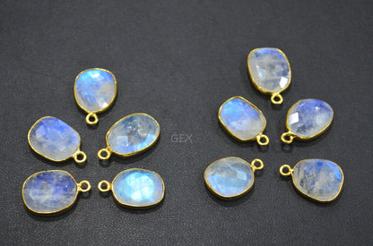 Rainbow Moonstone Faceted Free Form Shape Connector , Sold By Piece , 11x14 - 14x16 mm , RB-7123