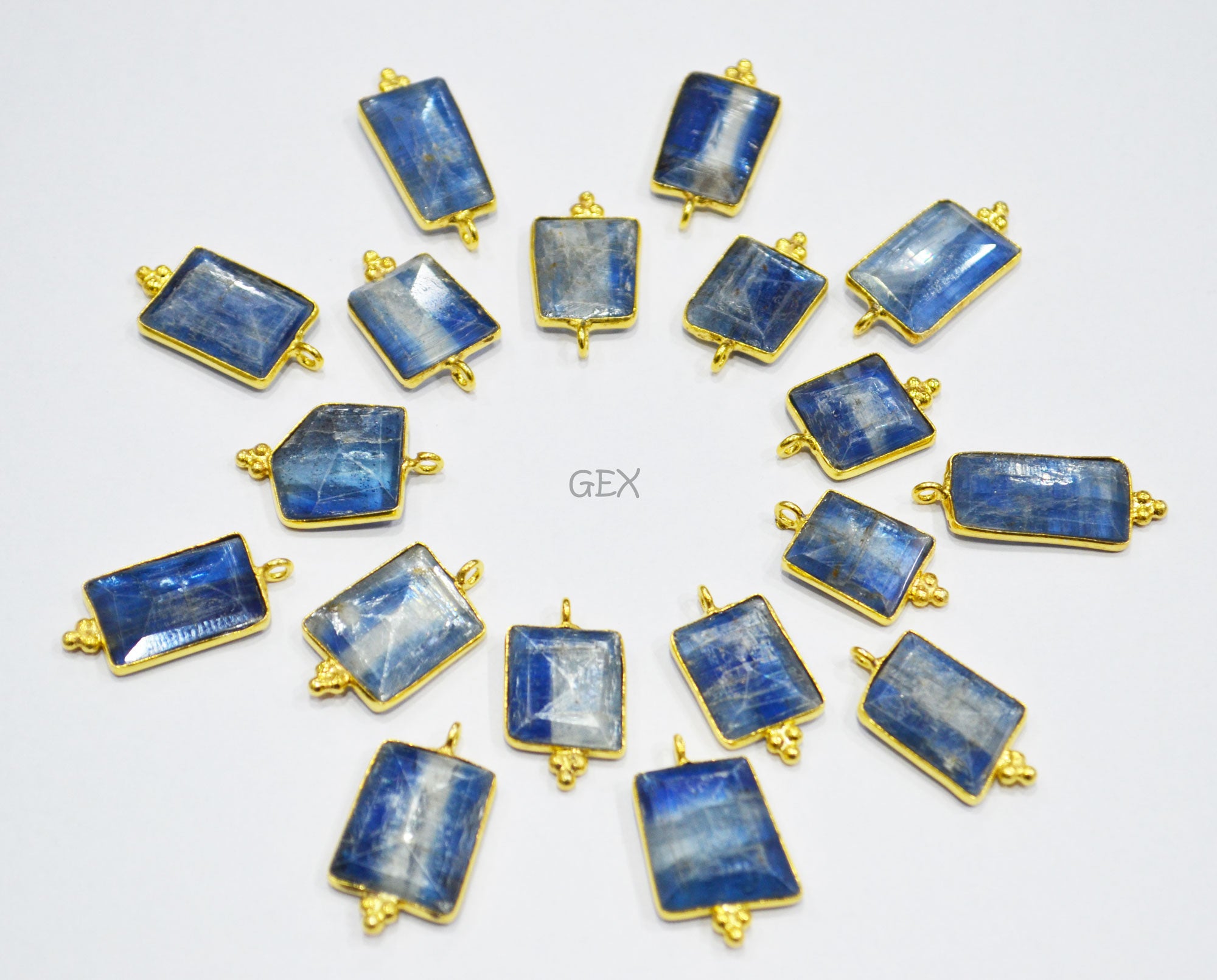 Himalayan Kyanite Faceted Fancy Shape Connector , Sold By Piece , 10x14 - 14x20 mm , RB-7124