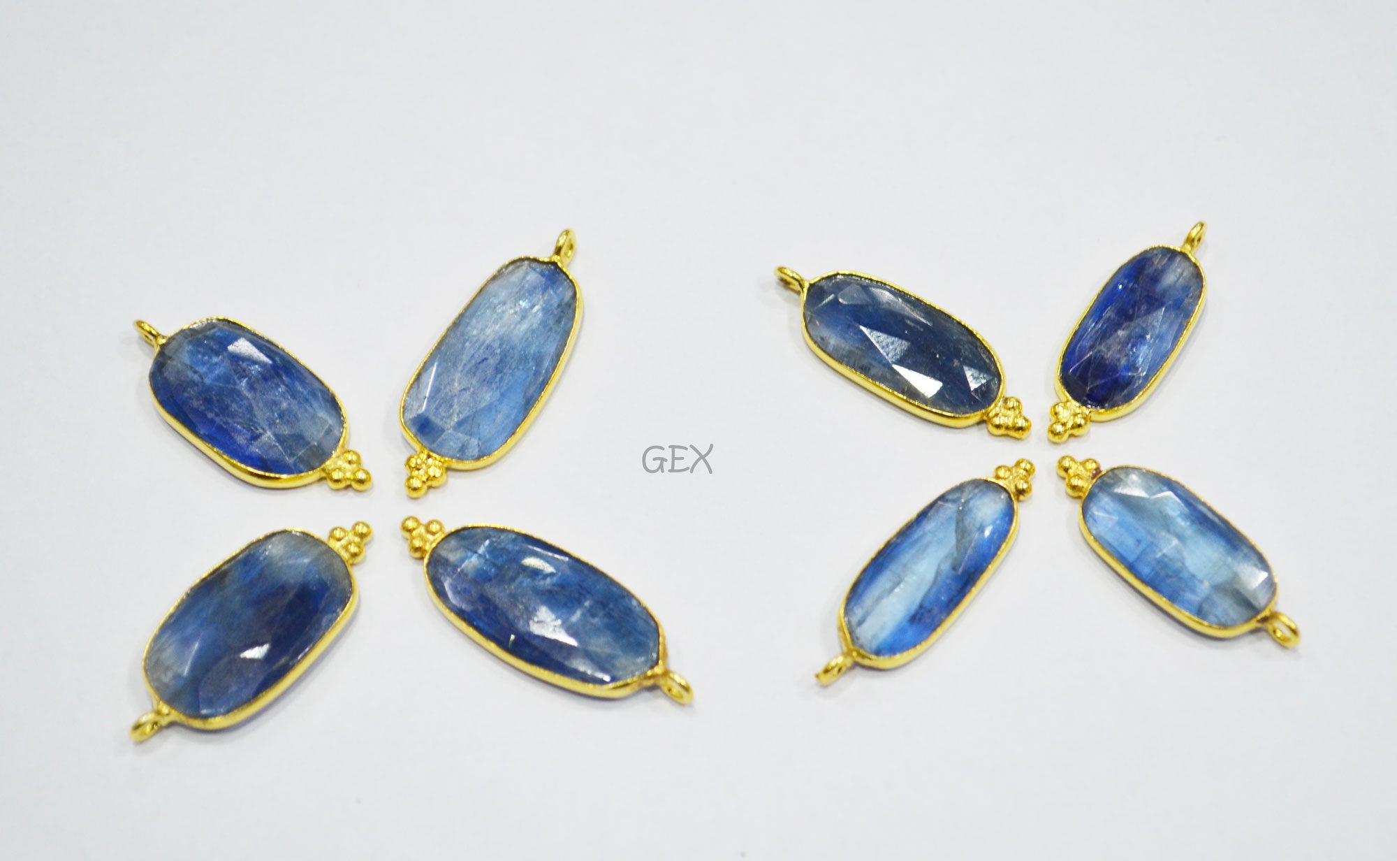 Himalayan Kyanite Faceted Slice Shape Connector , Sold By Piece , 12x15 - 13x22 mm , RB-7126