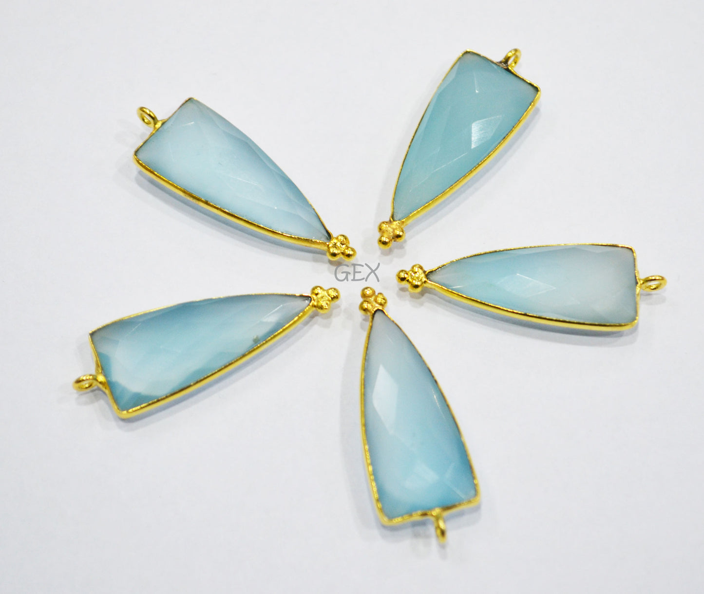 Aqua Chalcedony Faceted Arrowhead Shape Connector , Sold By Piece , 13x29 mm , RB-7129