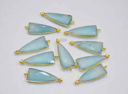 Aqua Chalcedony Faceted Arrowhead Shape Connector , Sold By Piece , 13x29 mm , RB-7129