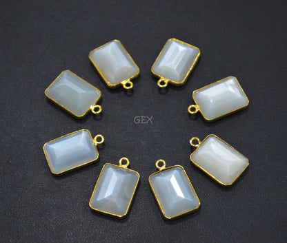 Ceylon Moonstone Faceted Rectangle Shape Connector , Sold By Piece , 13x17 mm , RB-7130