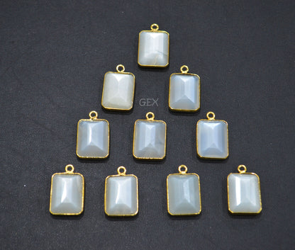 Ceylon Moonstone Faceted Rectangle Shape Connector , Sold By Piece , 13x17 mm , RB-7130