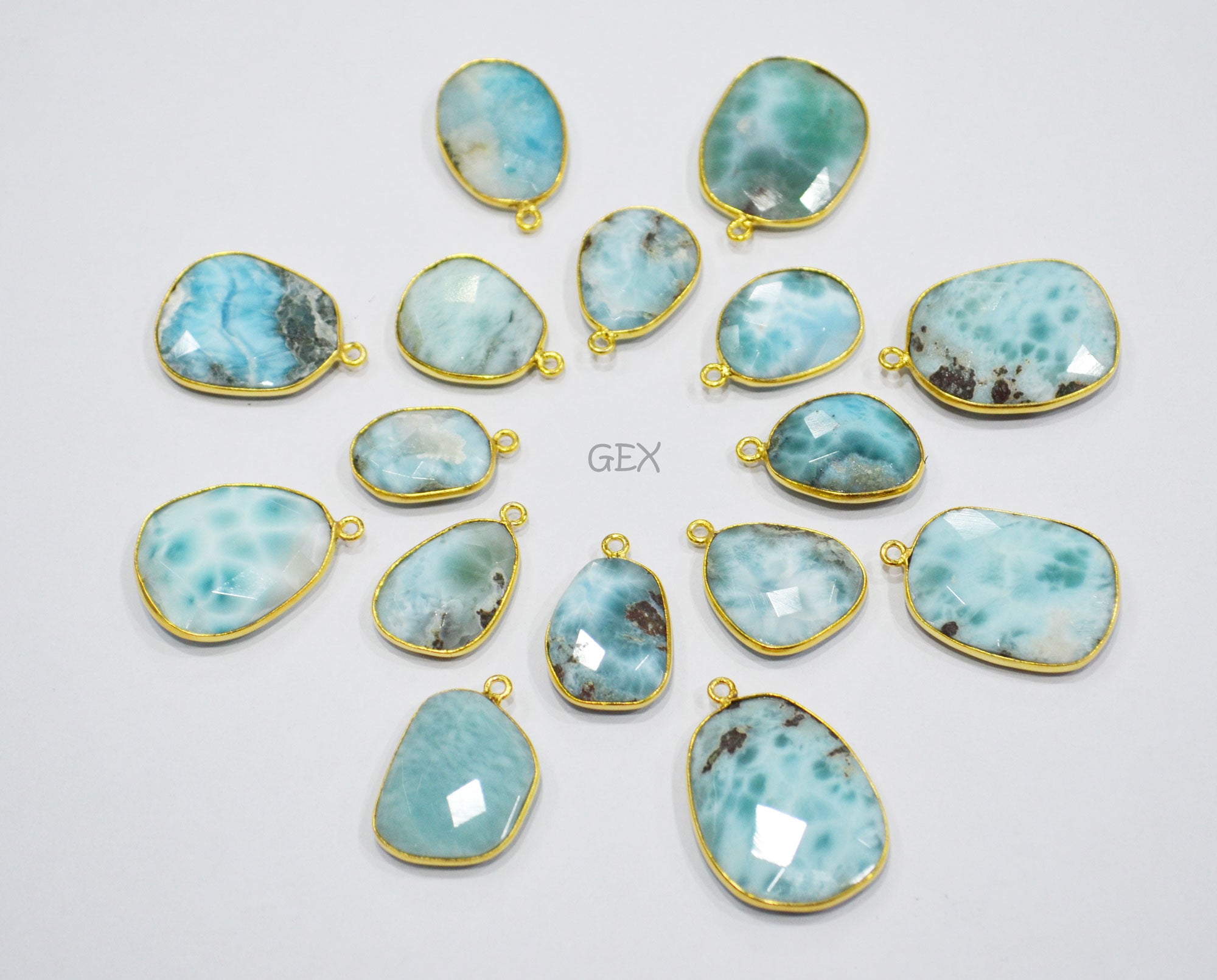 Larimar Faceted Free Form Shape Connector , Sold By Piece , 17 - 26 mm , RB-7131