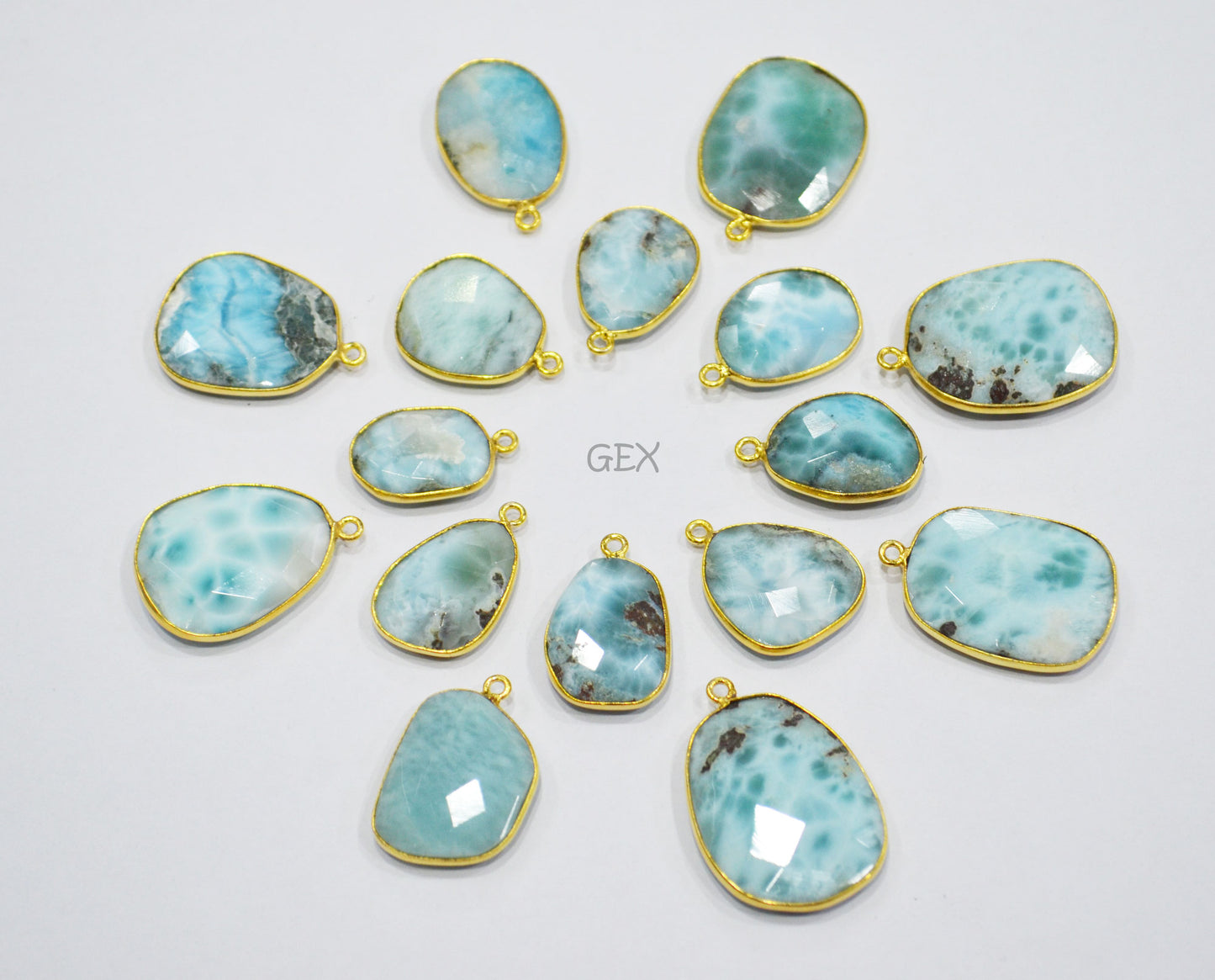 Larimar Faceted Free Form Shape Connector , Sold By Piece , 17 - 26 mm , RB-7131