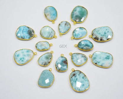 Larimar Faceted Free Form Shape Connector , Sold By Piece , 17 - 26 mm , RB-7131