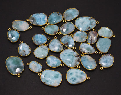 Larimar Faceted Free Form Shape Connector , Sold By Piece , 17 - 26 mm , RB-7131