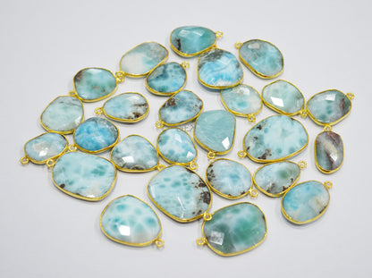 Larimar Faceted Free Form Shape Connector , Sold By Piece , 17 - 26 mm , RB-7131