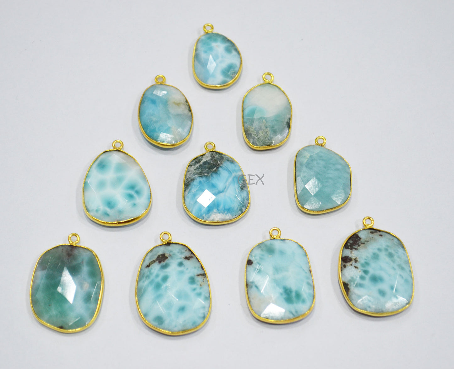 Larimar Faceted Free Form Shape Connector , Sold By Piece , 17 - 26 mm , RB-7131