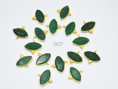Green Aventurine Faceted Marquise Shape Connector , Green Aventurine Marquise Single Bail Bezel Connector ,Sold By Piece , 9x18 mm , RB-7135