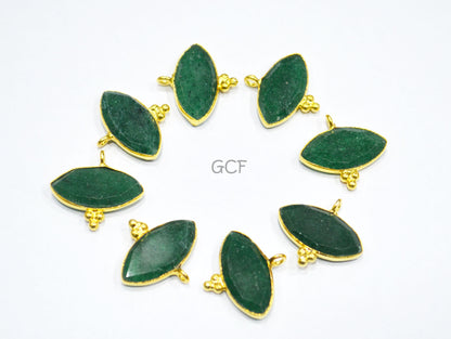Green Aventurine Faceted Marquise Shape Connector , Green Aventurine Marquise Single Bail Bezel Connector ,Sold By Piece , 9x18 mm , RB-7135