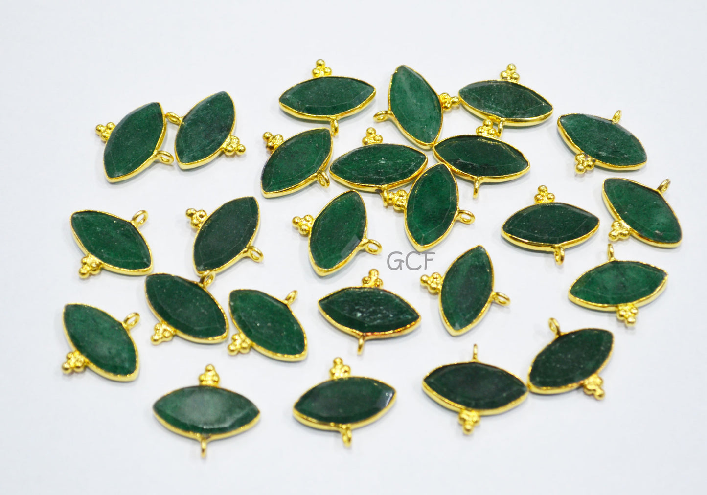 Green Aventurine Faceted Marquise Shape Connector , Green Aventurine Marquise Single Bail Bezel Connector ,Sold By Piece , 9x18 mm , RB-7135