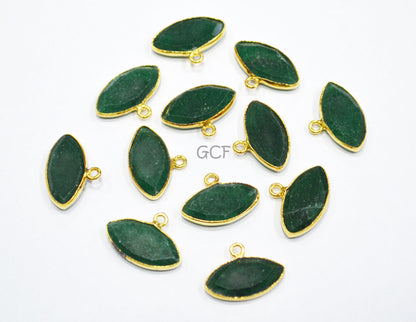 Green Aventurine Faceted Marquise Shape Connector , Green Aventurine Marquise Single Bail Bez  el Connector ,Sold By Piece , 9x18 mm , RB-7136