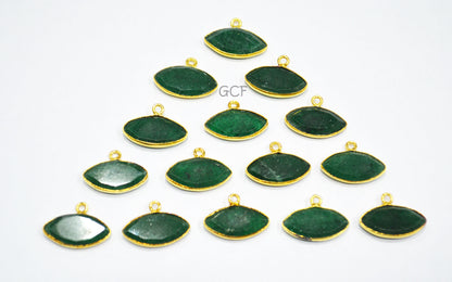 Green Aventurine Faceted Marquise Shape Connector , Green Aventurine Marquise Single Bail Bez  el Connector ,Sold By Piece , 9x18 mm , RB-7136