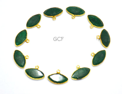 Green Aventurine Faceted Marquise Shape Connector , Green Aventurine Marquise Single Bail Bez  el Connector ,Sold By Piece , 9x18 mm , RB-7136