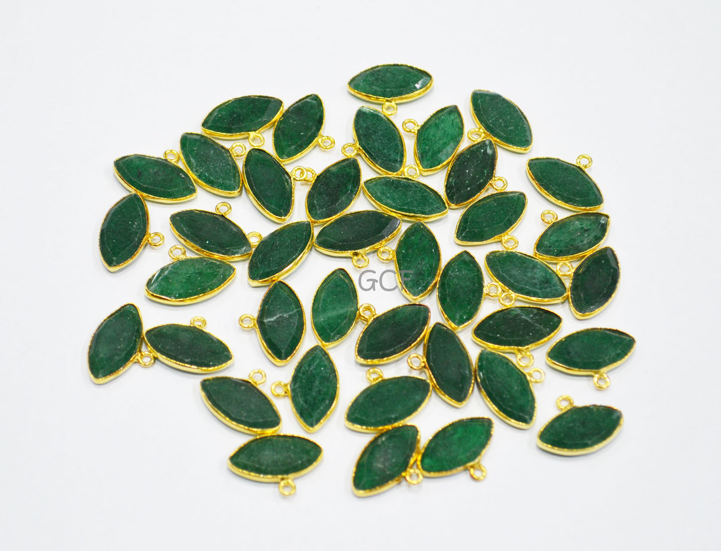 Green Aventurine Faceted Marquise Shape Connector , Green Aventurine Marquise Single Bail Bez  el Connector ,Sold By Piece , 9x18 mm , RB-7136