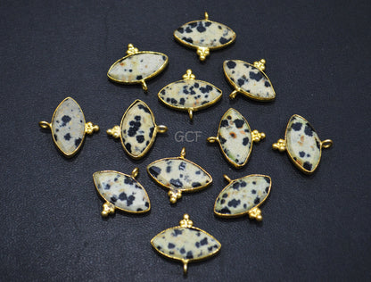 Dalmatian Faceted Marquise Shape Connector , Dalmatian Marquise Shape Single Bail Bezel Connector , Sold By Piece , 9x18 mm , RB-7137