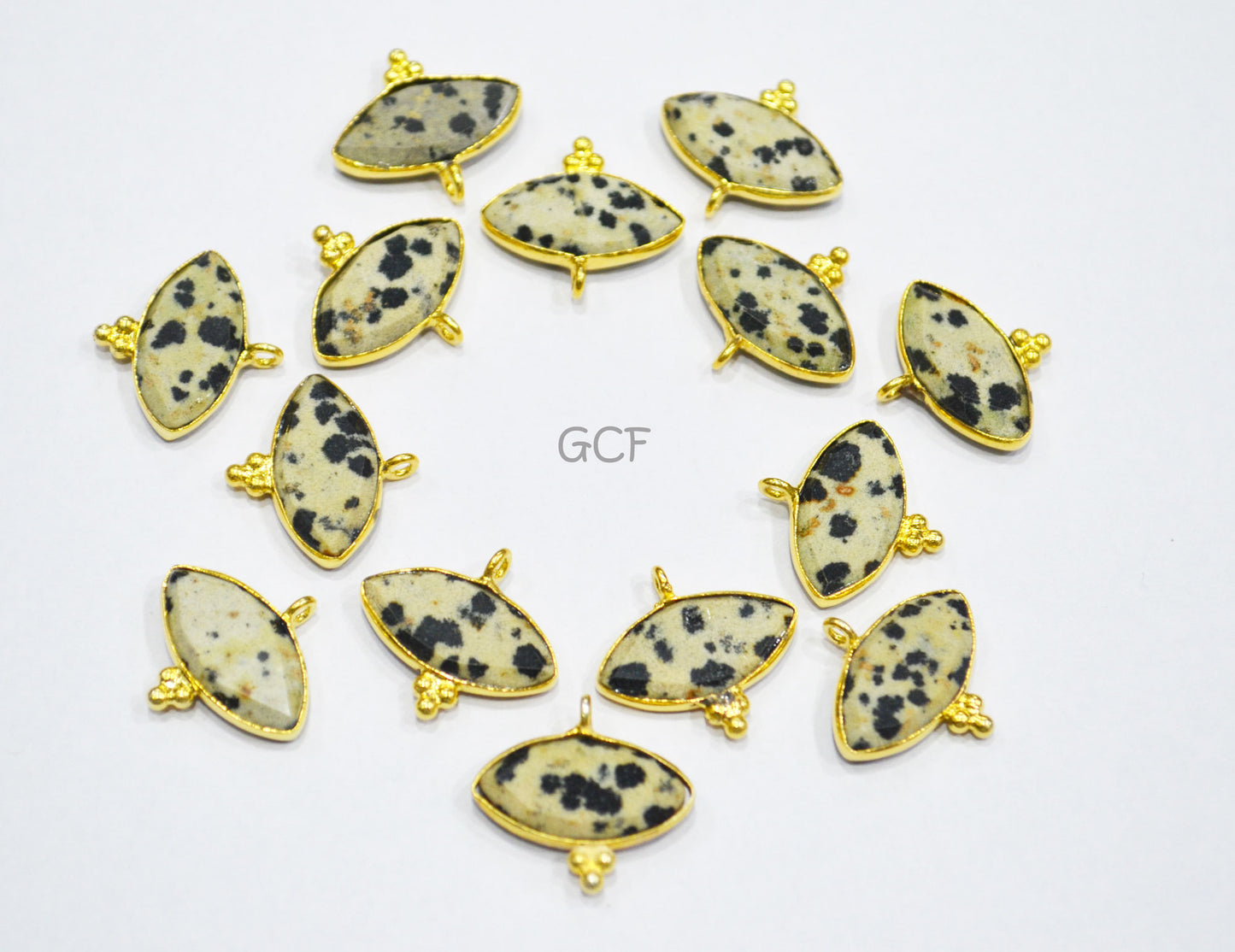 Dalmatian Faceted Marquise Shape Connector , Dalmatian Marquise Shape Single Bail Bezel Connector , Sold By Piece , 9x18 mm , RB-7137