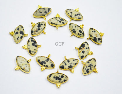 Dalmatian Faceted Marquise Shape Connector , Dalmatian Marquise Shape Single Bail Bezel Connector , Sold By Piece , 9x18 mm , RB-7137