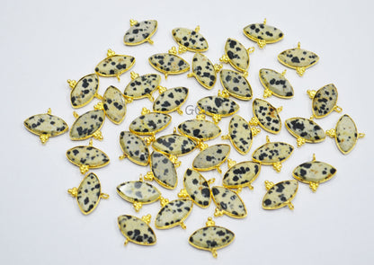 Dalmatian Faceted Marquise Shape Connector , Dalmatian Marquise Shape Single Bail Bezel Connector , Sold By Piece , 9x18 mm , RB-7137