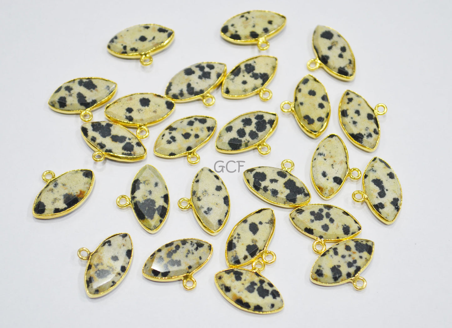 Dalmatian Faceted Marquise Shape Connector , Dalmatian Marquise Shape Single Bail Bezel Connector , Sold By Piece , 9x18 mm , RB-7138