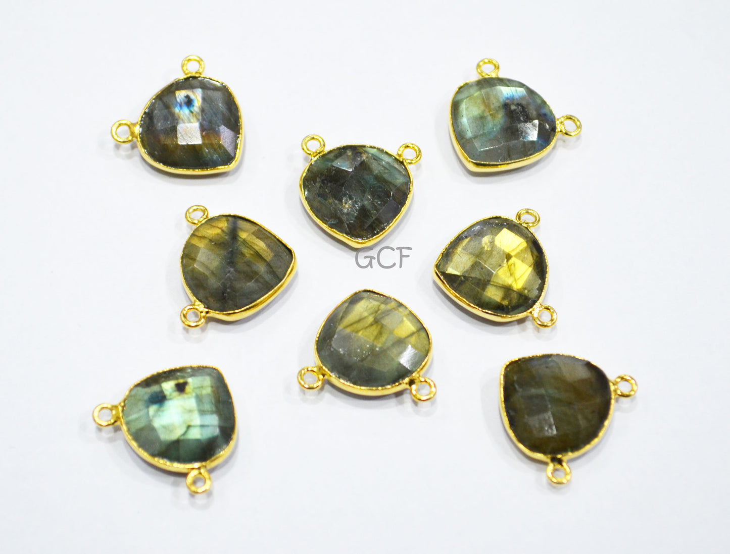 Labradorite Faceted Heart Shape Connector , Labradorite Heart Shape Double Bail Bezel Connector , Sold By Piece , 16 mm , RB-7145