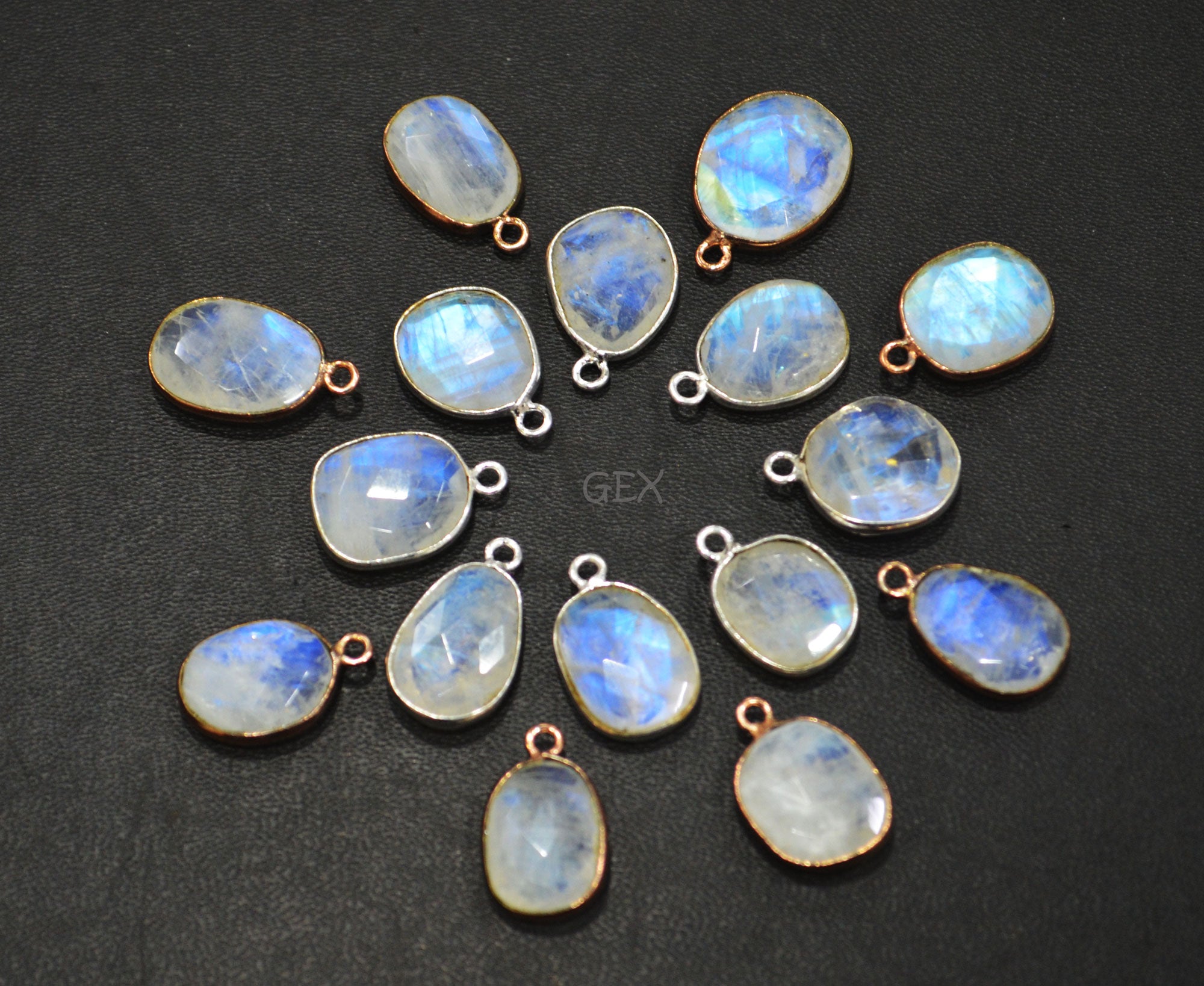 Rainbow Moonstone Faceted Free Form Shape Connector , Sold By Piece , 11x13 - 12x16 mm , RB-7150