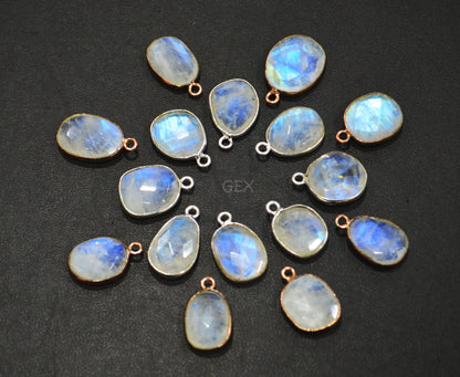 Rainbow Moonstone Faceted Free Form Shape Connector , Sold By Piece , 11x13 - 12x16 mm , RB-7150