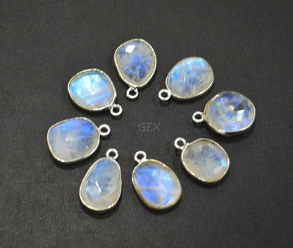 Rainbow Moonstone Faceted Free Form Shape Connector , Sold By Piece , 11x13 - 12x16 mm , RB-7150