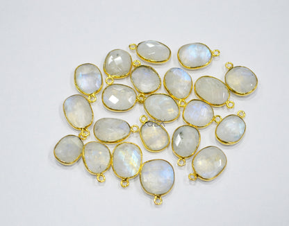 Rainbow Moonstone Faceted Free Form Shape Connector , Sold By Piece , 11x13 - 12x16 mm , RB-7150