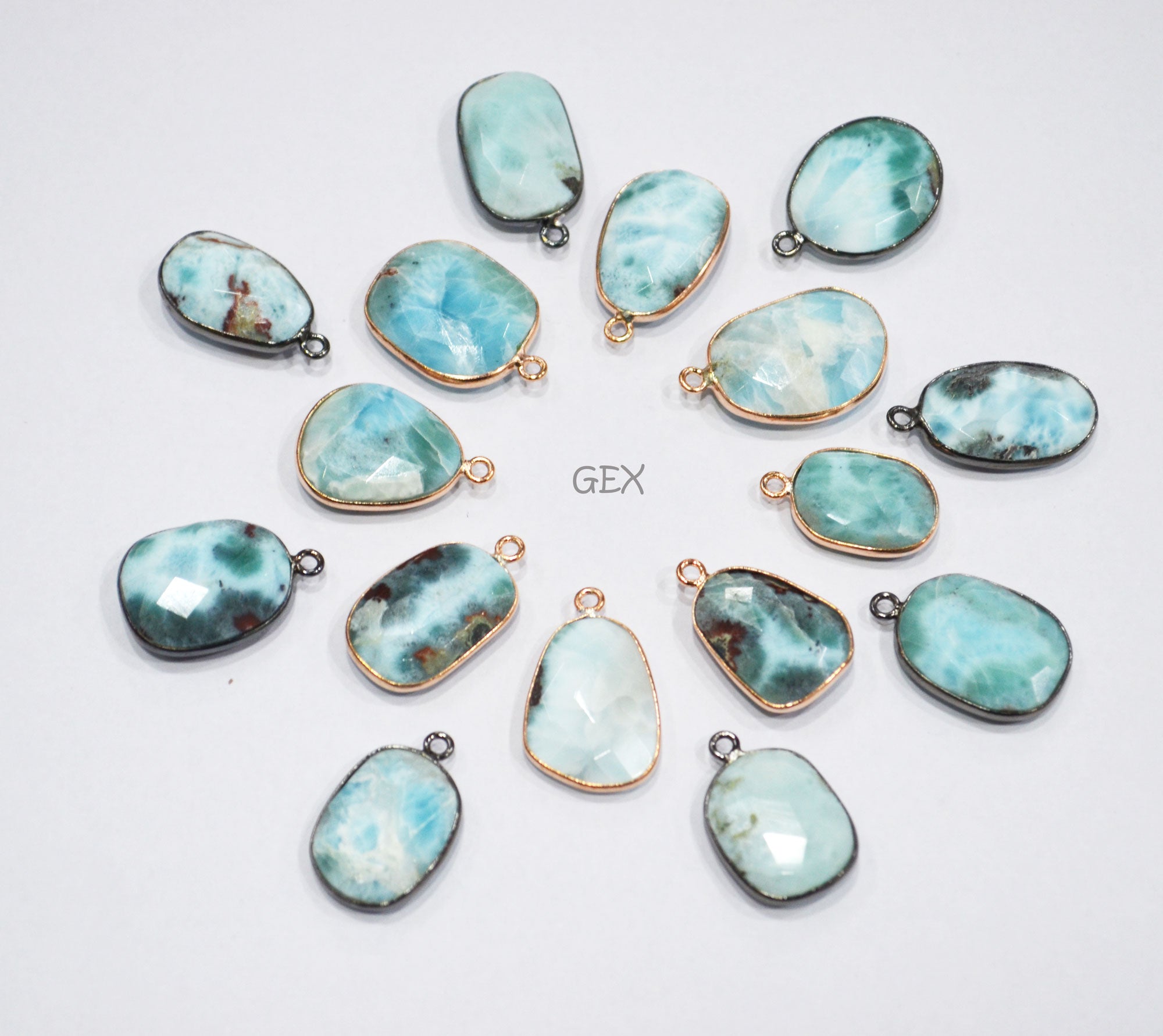 Larimar Faceted Free Form Shape Connector , Sold By Piece , 14x17 - 17x23 mm , RB-7151