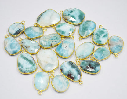 Larimar Faceted Free Form Shape Connector , Sold By Piece , 14x17 - 17x23 mm , RB-7151