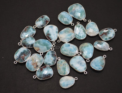 Larimar Faceted Free Form Shape Connector , Sold By Piece , 14x17 - 17x23 mm , RB-7151