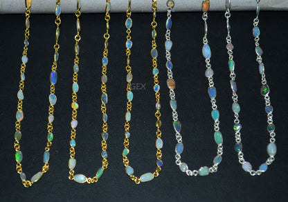 Ethiopian Opal Free Form Shape Smooth Connector Chain , 4 - 9 mm , RB-7152
