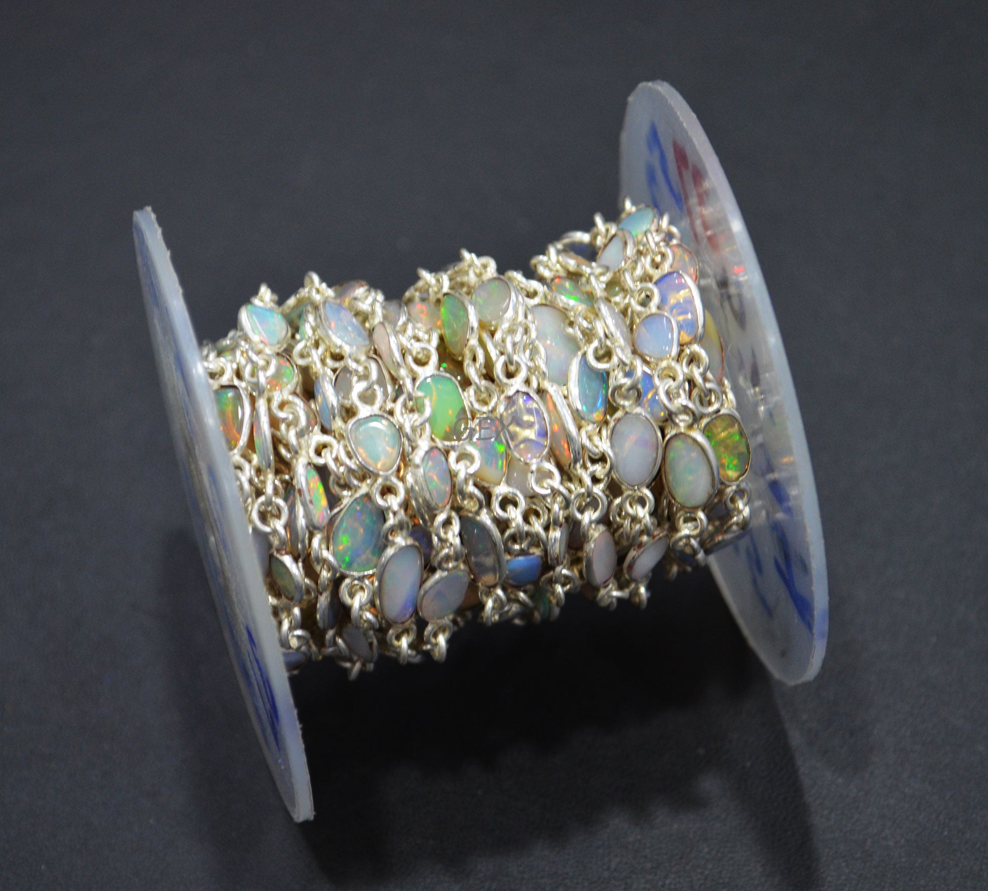 Ethiopian Opal Free Form Shape Smooth Connector Chain , 4 - 9 mm , RB-7152